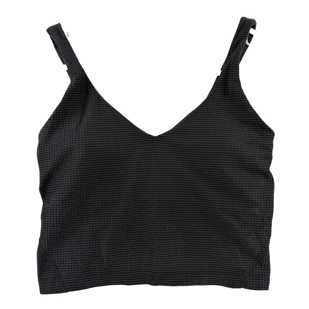 Lululemon‎ Scoop Neck Yoga Tank Top Womens 4 Black Grid Texture Athletic Sports